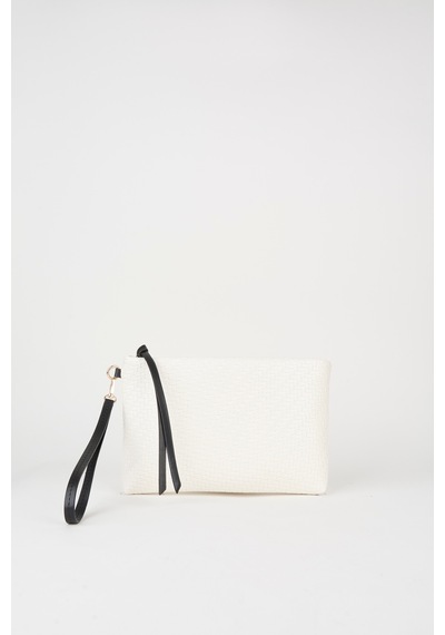 Vivaq Kadın Bellis Örgü Beyaz Astarlı Suni Deri Bilek Askılı Portföy El Ve Clutch Çanta
