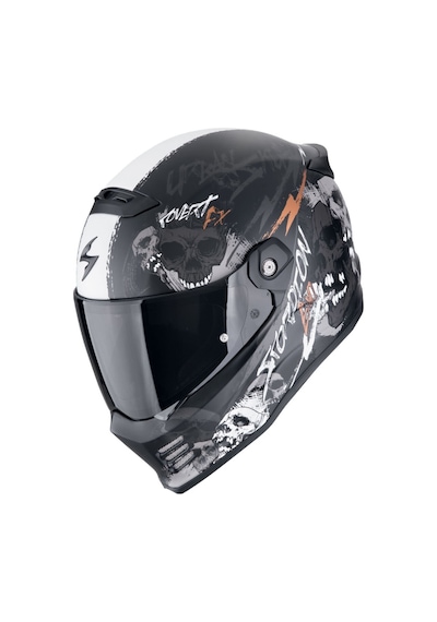 Scorpion Covert Fx Skullz Kapalı Motosiklet Kaskı Mat Siyah Gri Altın Mat Siyah - Gri