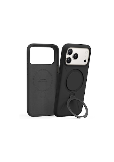 Torras Apple iPhone 17 Pro / 18 Pro Uyumlu O Stand Spin Silicone Serisi Magsafe Kılıf Siyah