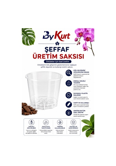 Orkide Toprağı Saksı Değişim Seti Premium - 4 Adet İthal Çam Kabuğu + Coco Cips + Kil Bilyesi + 5 Adet Şeffaf Orkide Saksısı Bakım Seti 6 L