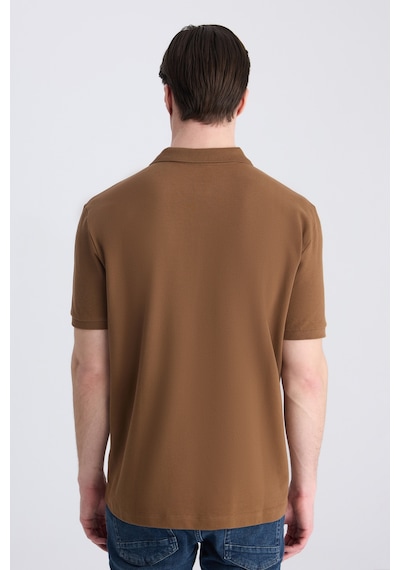 D's Damat Ds Damat Regular Fit Kahverengi Pike Dokulu %100 Pamuklu T-shirt 4hc140211213m 201