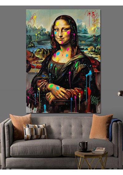 Mona Lisa Pop-art Versiyonu Dekoratif Kanvas - Mdf Ahşap Tablo