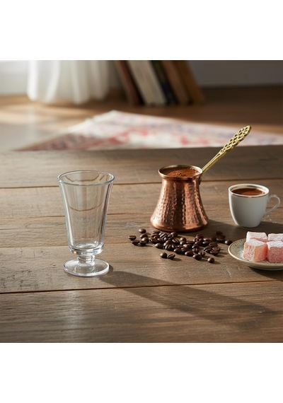 6'li Cam Kahve Yanı Su Bardağı Seti - 125 Ml Ayaklı, Şeffaf Ve Kristal Kesim Desenli Nostaljik Kadeh Takımı Çok Renkli