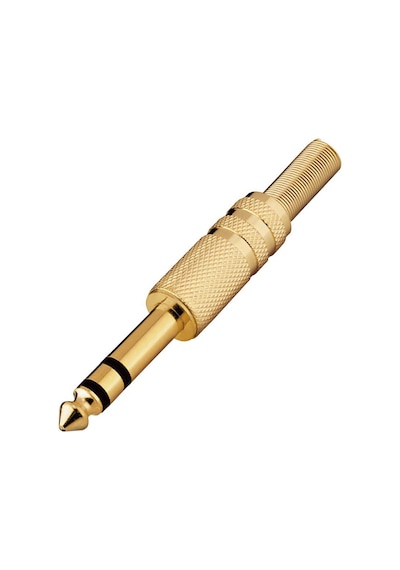 Lehimlenebilir Altın Kaplama Metal 6.35 mm Stereo Erkek Çivi Jack