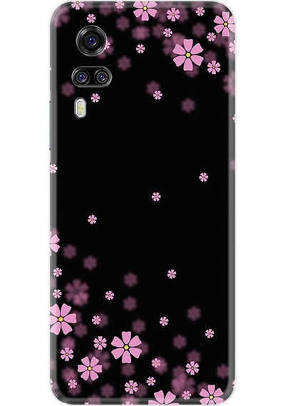 Vivo Y51 Kilif Desenli Silikon Black Flowers 511808720