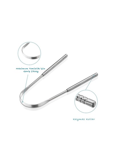 Soillium Metal Güöüş Renk Sağlam Saplı Dil Sıyırıcı Ağız Dil Bakımı