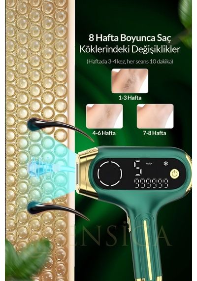 Kuvars Lamba Buz Ipl Lazer Epilasyon 999.999 Atım z Vücut Yüz Cihazı Çok Fonksiyonlu Otomatik Yeşil