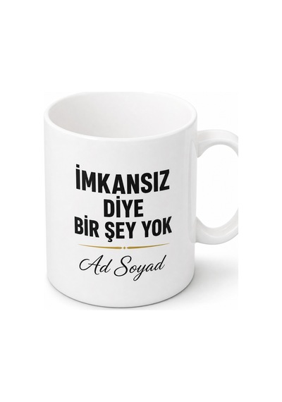 Motivasyon Sözlü İmkansız Diye Bir Şey Yok Başarı Kupası Hediye Bardak Beyaz / Çok Renkli
