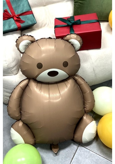 Beysüs Ayıcık Folyo Balon Seti Mavi Beyaz Ve Gold Krom Balon 10 Lu Standart