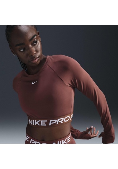 Nike Pro Dri-fıt 365 Crop Ls Kadın Sweatshirt-sportxoutlet Kahverengi