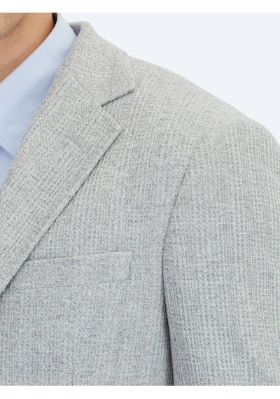 Kip Gri Kareli Modern Fit Pamuk Karışımlı Örme Ceket Gri