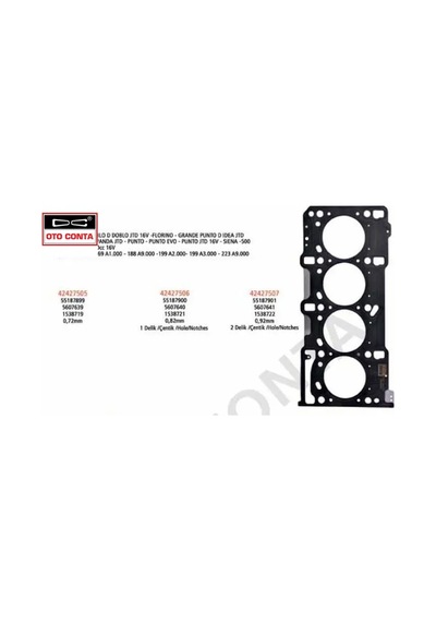 Silindir Kapak Contasi Deliksiz 0,72mm Astra J-corsa D-combo-fiorino-egea 1.3cdti E5