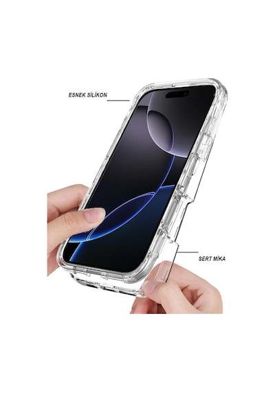 Apple Uyumlu Adige iPhone Uyumlu 12 Pro Uyumlu Kılıf Ön Arka 360 Koruma Arka Sert Mika Ön Silikon Şeffaf -