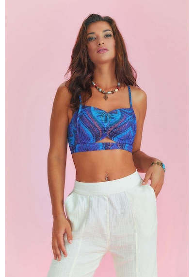 Los Banditos İnce Askılı Cut Out Detay Desenli Bralet Saks
