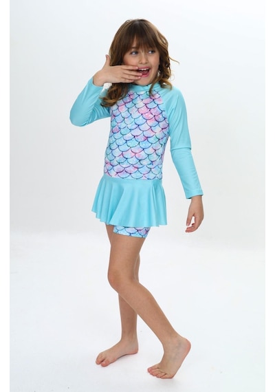 Lolliboomkids Kız Çocuk Balık Sırtı Desen Uzun Kollu Tayt Etekli 2 Parça Mayo / Bikini Takımı Çok Renkli Lolliboomkids Kız Çocuk Balık Sırtı Desen Uzun Kollu Tayt Etekli 2 Parça Mayo / Bikini Takımı Çok Renkli