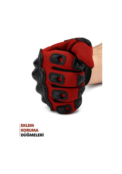 Xmlbayiciniz Tr M Beden Korumalı Motosiklet Eldiveni Unisex Bisiklet Motorcu Eldiveni Kırmızı 114 Genel