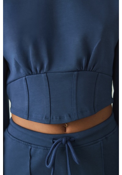 Penti İndigo Belle Line Bisiklet Yaka Crop Sweatshirt