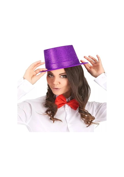 Hubrendy Cer Mor Simli Glitter Silindir Parti Şapkası