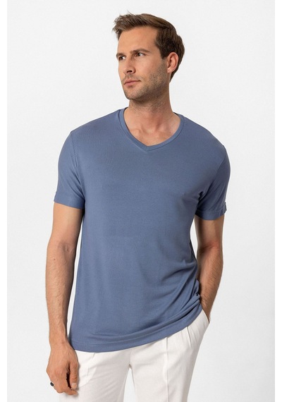 Antioch Basic V Yaka Erkek T-shirt İndigo