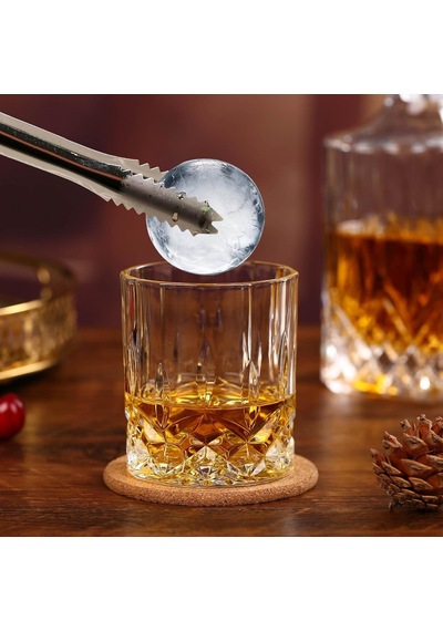Viski Kayaları Bardak Seti Hediye Kutusunda - 2 Kristal Bourbon Bardağı Ve 2 Büyük Buz Topu Kalıbı İçerir - 10