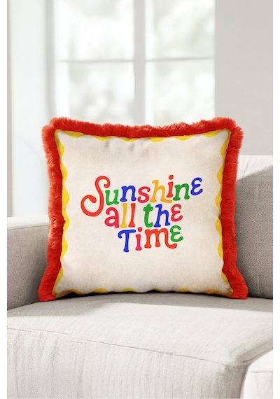 Sunshine All The Time Retro Yazı Saçaklı Yastık Kılıfı - Pop Art Sarı Bordo Püsküllü Kırlent Kılıfı Derin Sahil Opal Sunshine All The Time Retro Yazı Saçaklı Yastık Kılıfı - Pop Art Sarı Bordo Püsküllü Kırlent Kılıfı Derin Sahil Opal