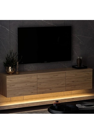 Tv Sehpası Norm Duvara Monte Atlantikçam Led Işıklı 160 Cm