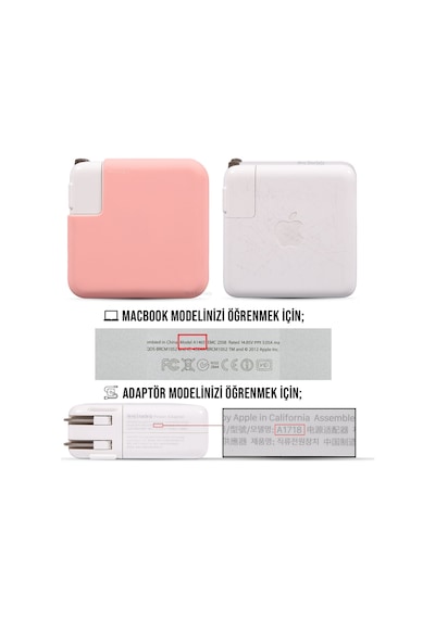 Şarj Aleti Silikon Kılıfı Apple Uyumlu MacBook Air Pro Magsafe 1-2 45w Ve 70w İle Pembe