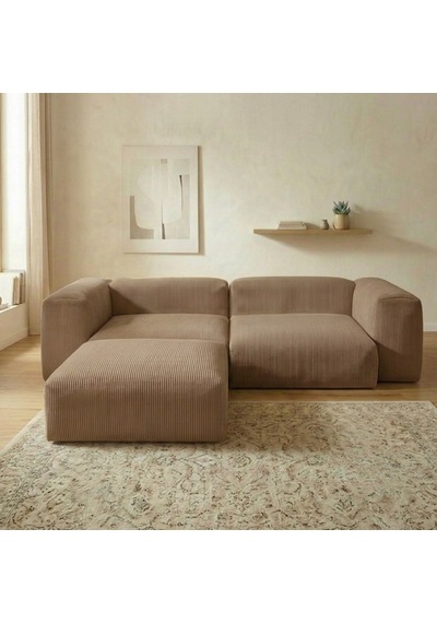 Relax Köşe Koltuk Takımı Sünger Koltuk Kanepe Divan Sütlü Kahverengi
