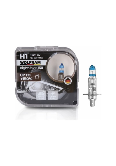 Wolfram 22101nv H1 Night Vision +%150 Fazla Işık +%20 Beyaz Işık 12v 55w