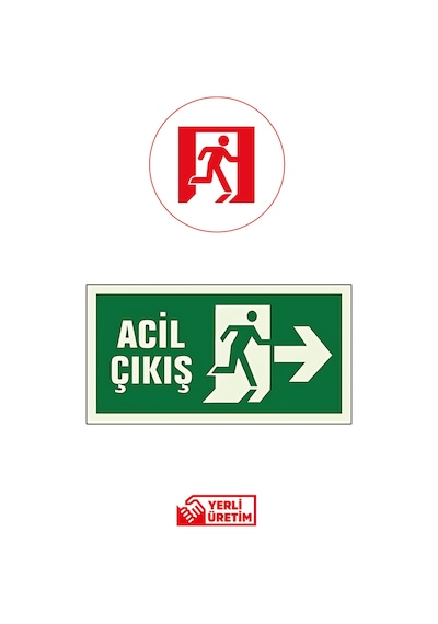 Fosforlu Acil Çıkış Yön Levhası Fotolümen Özellikli, Dayanıklı Ve Standartlara Uygun Yön Tabelası