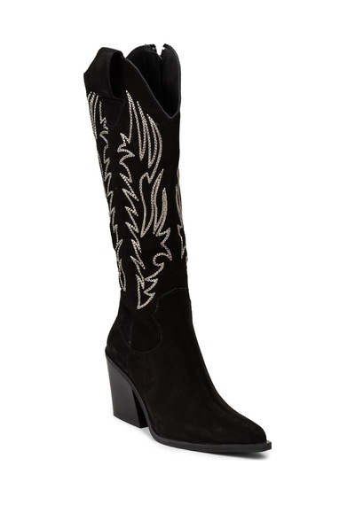 Deery Kadın Hakiki Süet Siyah Western Çizme - Z1614zsyhc01 Siyah