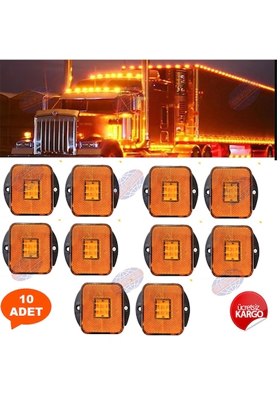 Kamyon Tır Dorse Otobüs Yan Marker Lamba 10 Adet Sarı 24V