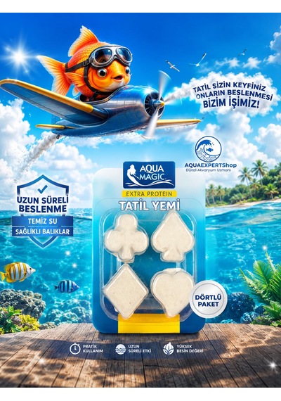 Akvaryum Balık Tatil Yemi - Dörtlü Yem - Yavaş Salınım - Ekstra Protein - Balıklarınız Güvende Kalsın