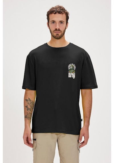 Bad Bear Blooms Siyah Erkek Baskılı Tişört Siyah