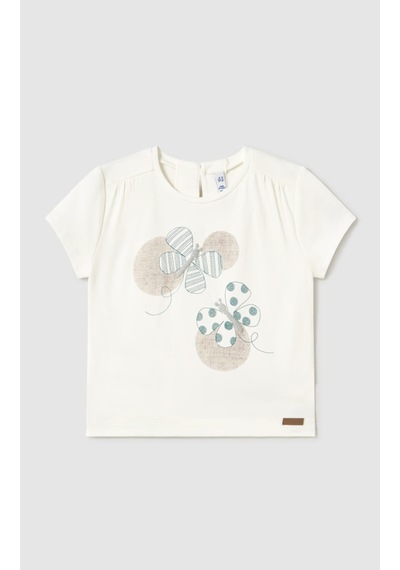 Kız Bebek Kısa Kol T-shirt Ekru