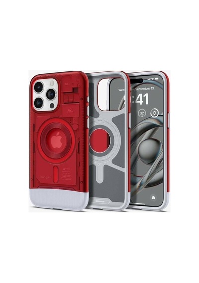 Spigen İphone 15 Pro İle Uyumlu Kılıf Classic C1 İmac G3 Desing Magfit Magsafe Uyumlu Ruby Kırmızı