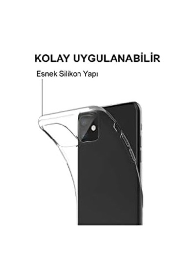 Apple İphone 13 İle Uyumlu Kapak 1mm Şeffaf Silikon Kılıf 50 x 22