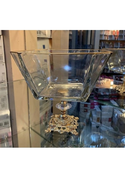 Atabey Home Metal Döküm Ayaklı Gold Detaylı Salata Kasesi Lav Krn299