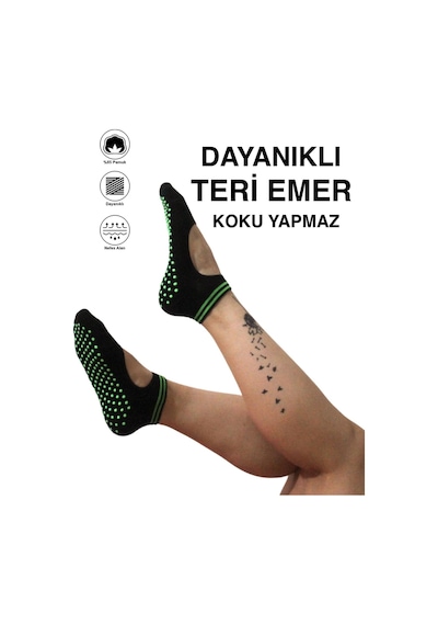 6 Çift Pamuklu Renkli Kaymaz Taban Silikon Baskılı Yoga Fitness Pilates Ve Aktivite Kadın Çorabı