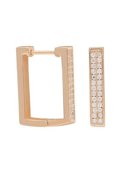 Dikdörtgen Zirkon Küpe 717048 Gold Gümüş