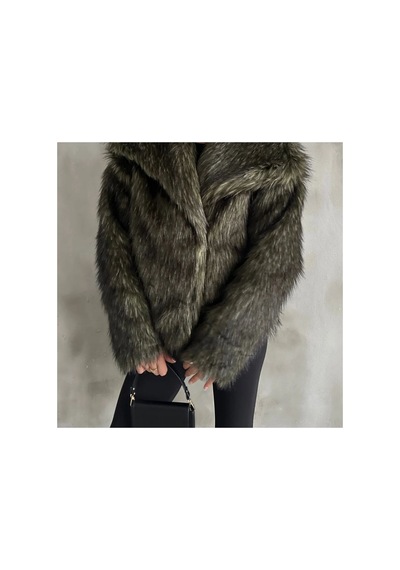 Rabia Çelik Kadın Yeşil Premium Peluş Kışlık Suni Kürk Mont Yeşil Yeşil