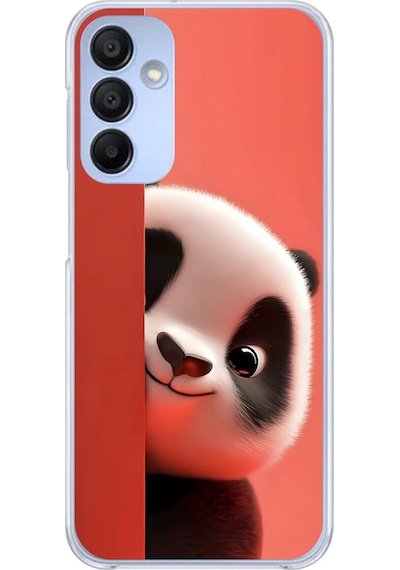 Samsung Galaxy A15 Uyumlu Şeffaf Kılıf 4 Peluş Panda Tasarımlı