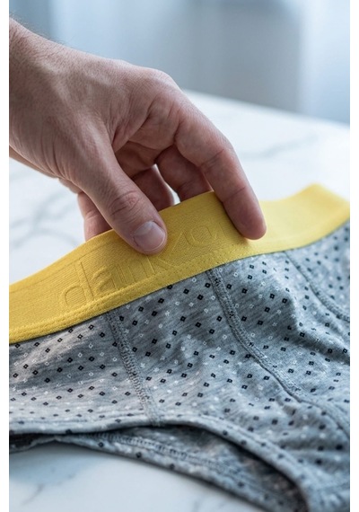 Darkzone Erkek Kare Desenli Gri Pamuklu Lastikli Slip Külot