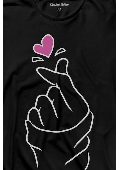 Seni Seviyorum Kore El İşareti Minimal Uzun Kollu Tişört Baskılı T-shirt 001