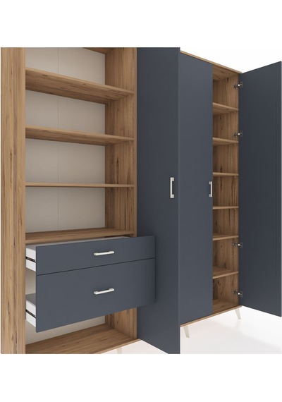 Hyperion Dolap 16 Raflı 2 Çekmeceli 3 Kapaklı 220x44x243 Çam-antrasit/antrasit Antrasıt/antrasıt Hyperion Dolap 16 Raflı 2 Çekmeceli 3 Kapaklı 220x44x243 Çam-antrasit/antrasit Antrasıt/antrasıt