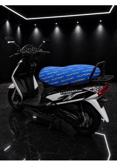 Kupon Mavı Desenli Motorsiklet Sele Kılıfı 1.kalite Likrali Penye Yıkanabilir