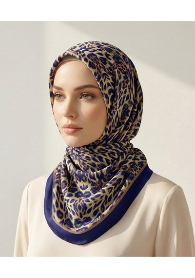 Leo Desen 90x90cm Organic Twill Eşarp/fular Lacivert