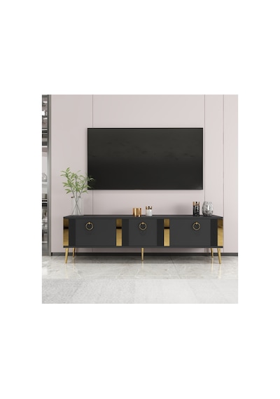 Lunar 150 Cm Tv Ünitesi Tv Sehpası Antrasit-altın Antrasit-altın