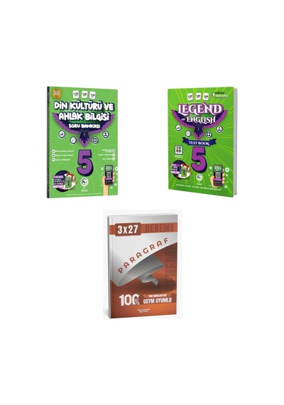 2027 Av 5. Sınıf Din Kültürü Ve Ahlak Bilgisi + İngilizce Legend Of English Test Book Soru + Ankapade 3'lü Set