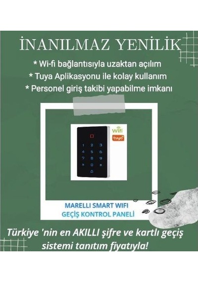 Marelli Mrl12-wıfı Smart Su Geçirmez Wifi Bağlantılı Cep Telefonuyla Açılabilen Kart Ve Şifreli Geçiş Giriş Sistemi Ünitesi